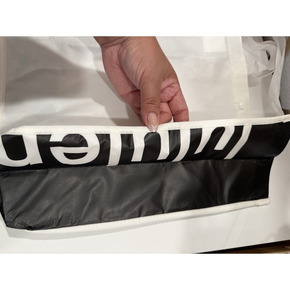 New Lululemon Reusable Button Large Tote Shopper Shopping Bag Lot 3 White & Red - Picture 3 of 8